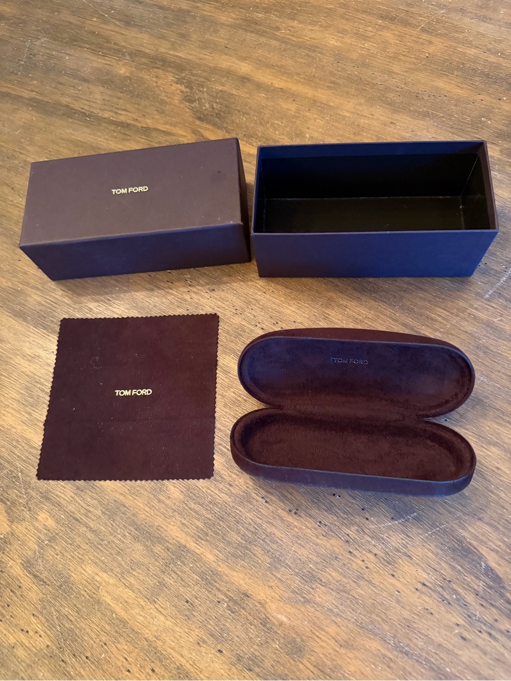 Tom Ford Dark Brown Velvet Sunglasses Case with Cloth and Box